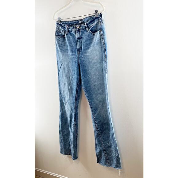 Old Navy Extra High Waisted Acid-Wash Denim Flare Cut Off Jeans Kaitlyn 14 Tall - Picture 10 of 12